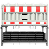 SET | with 20 panel fence | and 21 base plates | on storage and transport traverse | with lamp adapter | with red/white foil, type RA1/A | Barrier type NOX